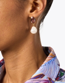 Look image thumbnail - Jennifer Behr - Tunis Rose Crystal and Pearl Drop Earrings
