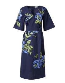 Product image thumbnail - Megan Park - Freya Navy Embroidered Cotton Dress