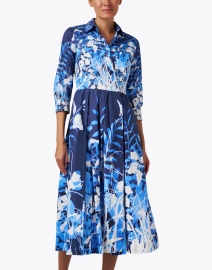 Front image thumbnail - Sara Roka - Elenat Blue Print Cotton Dress