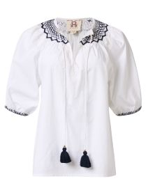 Product image thumbnail - Figue - Frankie White Embroidered Cotton Blouse