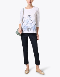 Look image thumbnail - WHY CI - White and Blue Embroidered Cotton Top
