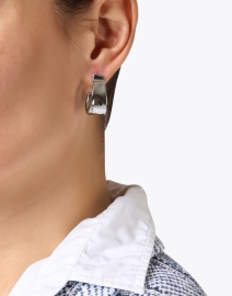 Look image thumbnail - Alexis Bittar - Silver Ribbon Hoop Earrings