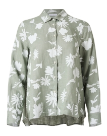 Product image thumbnail - Rosso35 - Sage Green Print Linen Shirt