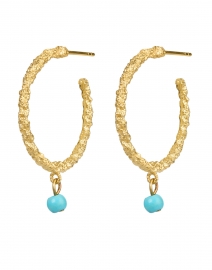 Product image thumbnail - Peracas - Vino Gold and Turquoise Hoop Earrings