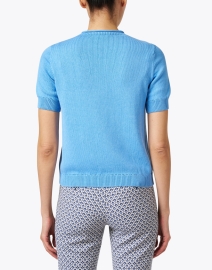 Back image thumbnail - Lafayette 148 New York - Blue Cotton Silk Sweater