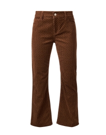 Brown Dot Print Stretch Corduroy Pants