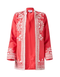 Ceci Coral Embroidered Linen Jacket