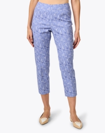 Front image thumbnail - Peserico - Blue Print Stretch Cotton Pull On Pant