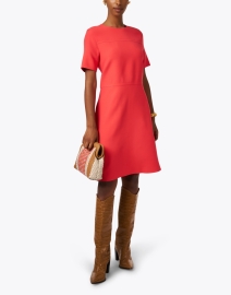 Look image thumbnail - Lafayette 148 New York - Poppy Red Wool Silk Sheath Dress