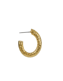 Back image thumbnail - Ben-Amun - Gold Hammered Hoop Earrings