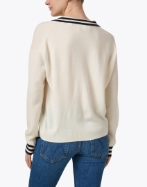Back image thumbnail - Chinti and Parker - Breton Cream and Navy Polo Sweater