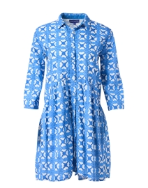 Product image thumbnail - Ro's Garden - Deauville Blue and White Geo Printed Shirt Dress