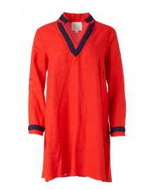 Product image thumbnail - Sail to Sable - Red with Navy Trim Tunic Dress