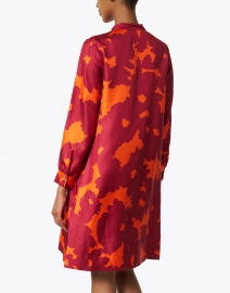 Rosso35 - Red and Orange Abstract Print Silk Twill Dress