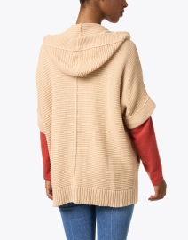 Back image thumbnail - Kinross - Beige Cotton Short Sleeve Hoodie Sweater