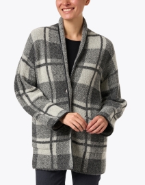 Front image thumbnail - Margaret O'Leary - Black and Grey Reversible Plaid Wool Jacket