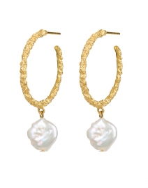 Product image thumbnail - Peracas - Bianca Gold and Pearl Hoop Earrings