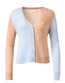 Product image thumbnail - Chinti and Parker - Demi Tan and Blue Wool Cashmere Cardigan