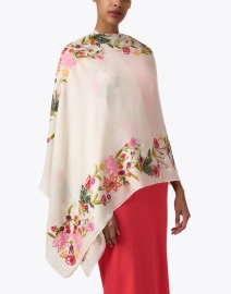 Front image thumbnail - Janavi - Ivory Floral Embroidered Wool Scarf