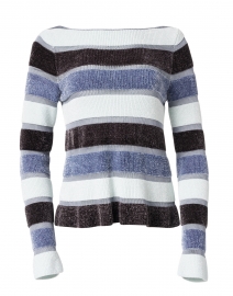 Blue and Black Striped Chenille Sweater