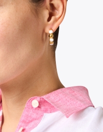 Look image thumbnail - Sylvia Toledano - Mini Gold and White Hoop Earrings