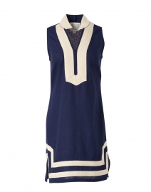 Sail to Sable - Navy and Beige Stretch Linen Tunic Dress