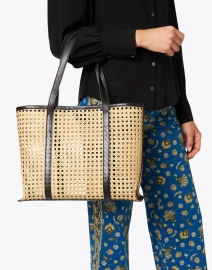 Look image thumbnail - Bembien - Margot Natural Rattan and Black Leather Tote