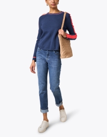 Look image thumbnail - Lisa Todd - Navy Cotton Contrast Stripe Top
