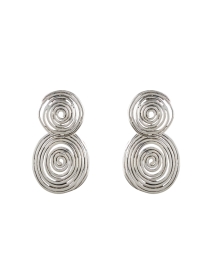 Silver Wave Swirl Circle Earrings