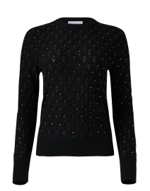 Product image thumbnail - White + Warren - Black Cashmere Embellished Sweater