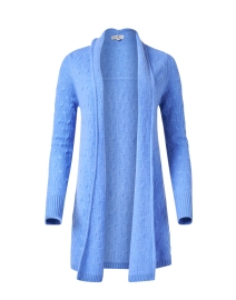 Cortland Park - Sophie French Blue Cable Knit Cashmere Cardigan