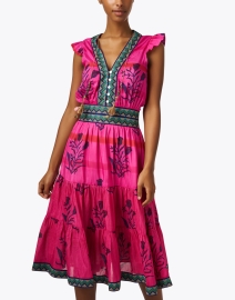 Front image thumbnail - Bell - Annabelle Pink and Green Cotton Silk Dress