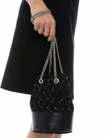 Cylia Black Speckled Tweed Bucket Bag
