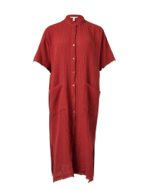 Rust Red Cotton Shirt Dress