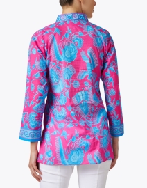 Back image thumbnail - Bella Tu - Pink and Blue Embroidered Top