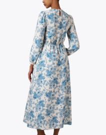 Back image thumbnail - Loretta Caponi - Lea Blue Print Dress