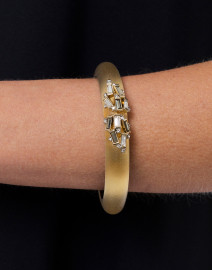 Gold Lucite Crystal Baguette Cluster Hinge Bracelet