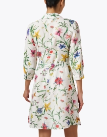 Back image thumbnail - 120% Lino - White Floral Print Linen Shirt Dress 
