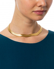 Wide Herringbone Gold Collar Necklace