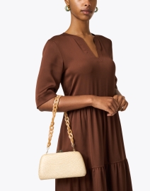Look image thumbnail - SERPUI - Tina Ivory Straw Clutch with Strap