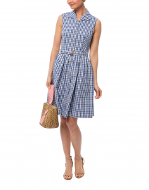 Candide Navy and White Gingham Shirt Dress