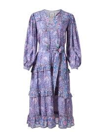Product image thumbnail - Bell - Isla Purple Floral Cotton Silk Dress