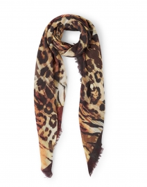 Brown Animal Printed Wool and Modal Scarf