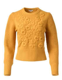 Golden Yellow Embroidered Wool Sweater 