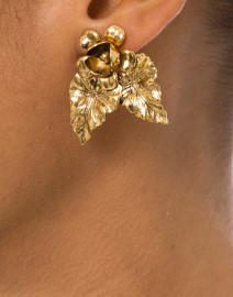 Carmela Gold Flower and Leaf Stud Earrings