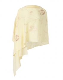 Yellow and Ivory Floral Embroidered Wool Scarf