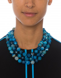 Blue Beaded Agate Necklace