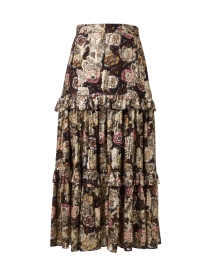 Valerie Brown Multi Floral Metallic Skirt 