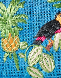 Fabric image thumbnail - SERPUI - Tina Tropical Embroidered Blue Raffia Straw Clutch