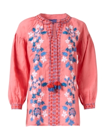 Brinn Coral Embroidered Tunic Top